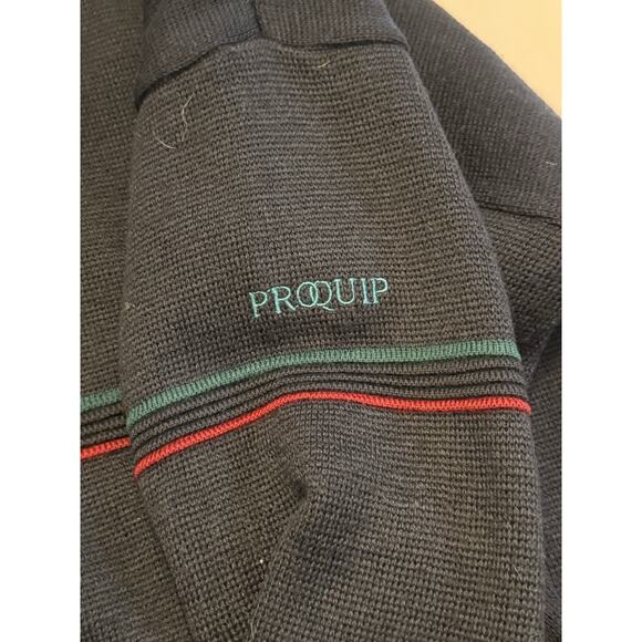Proquip Blue Sweater jacket Sz L Gore Windstopper Wool Vintage Old Money Gorp - Picture 7 of 11